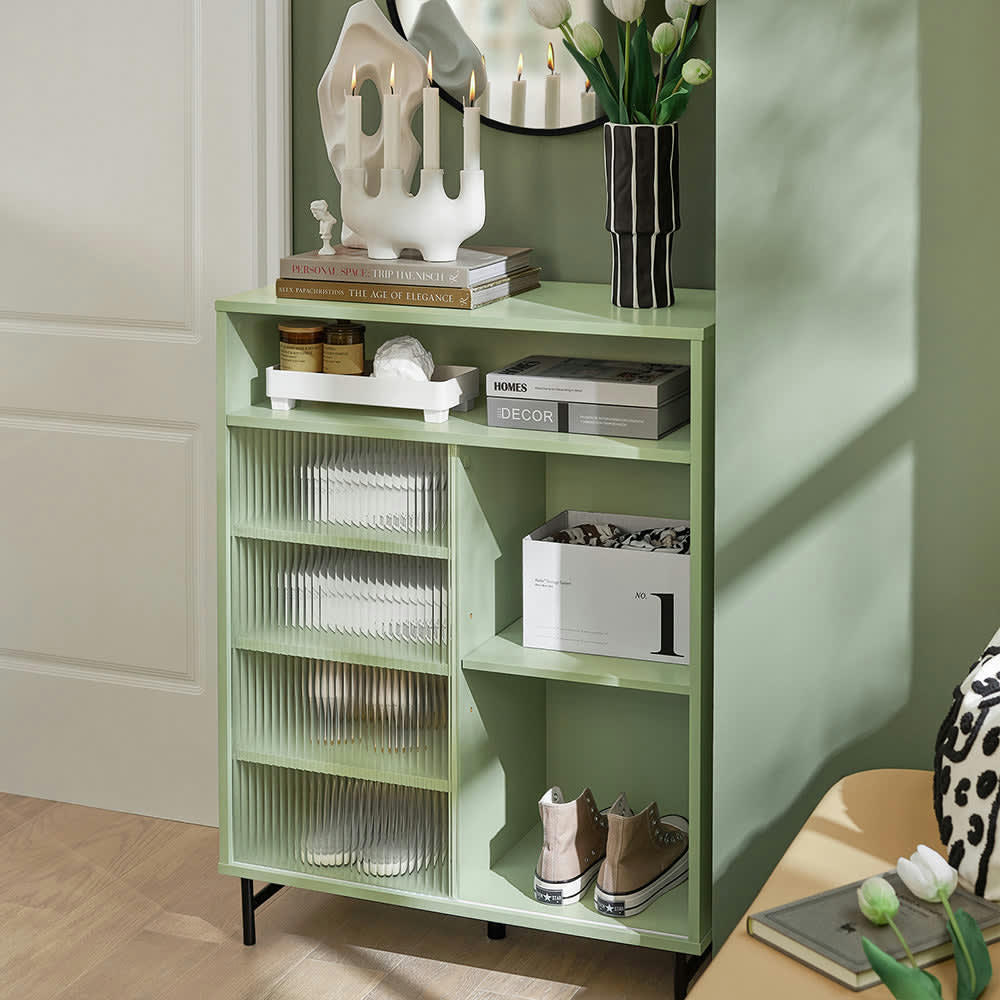 - Meuble de rangement avec 1 porte effet bois vert