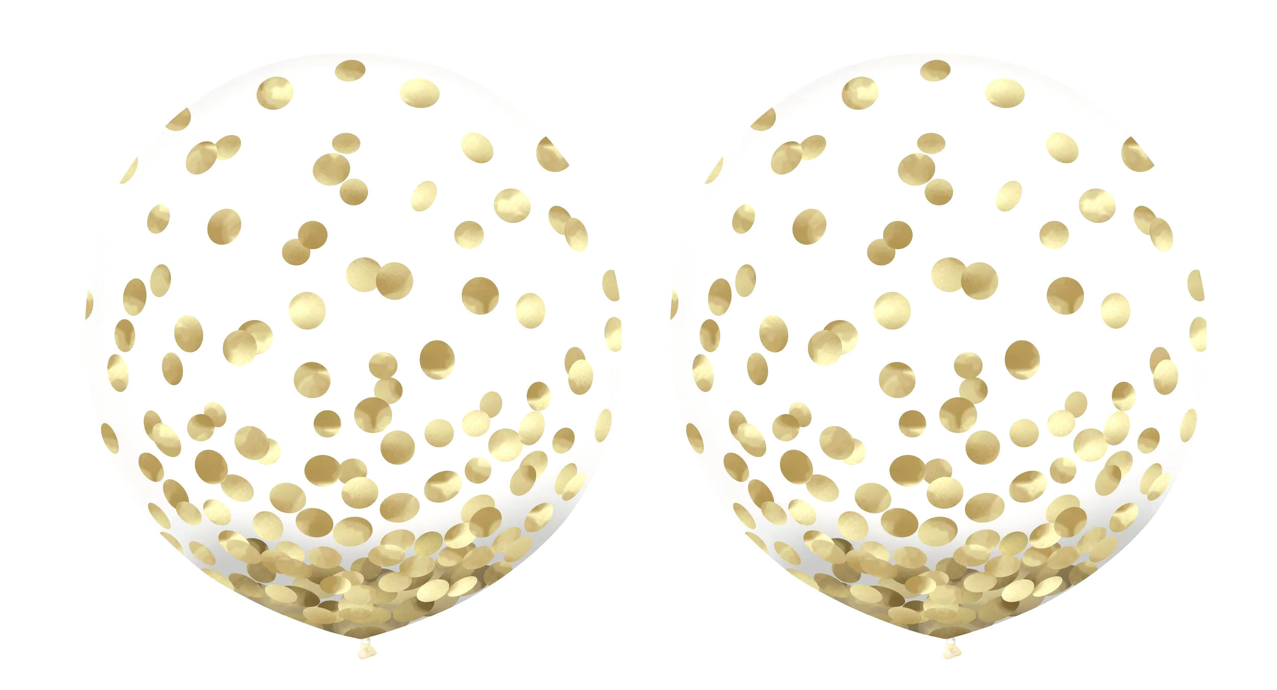 Round Transparent Confetti Latex Balloons, Gold, 24-in, 2-pk, for Birthday Party