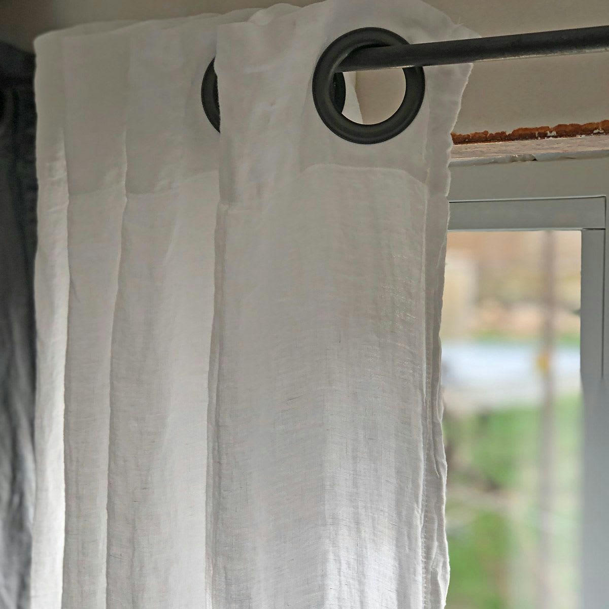 OSLO - Rideau à oeillets en lin lavé blanc