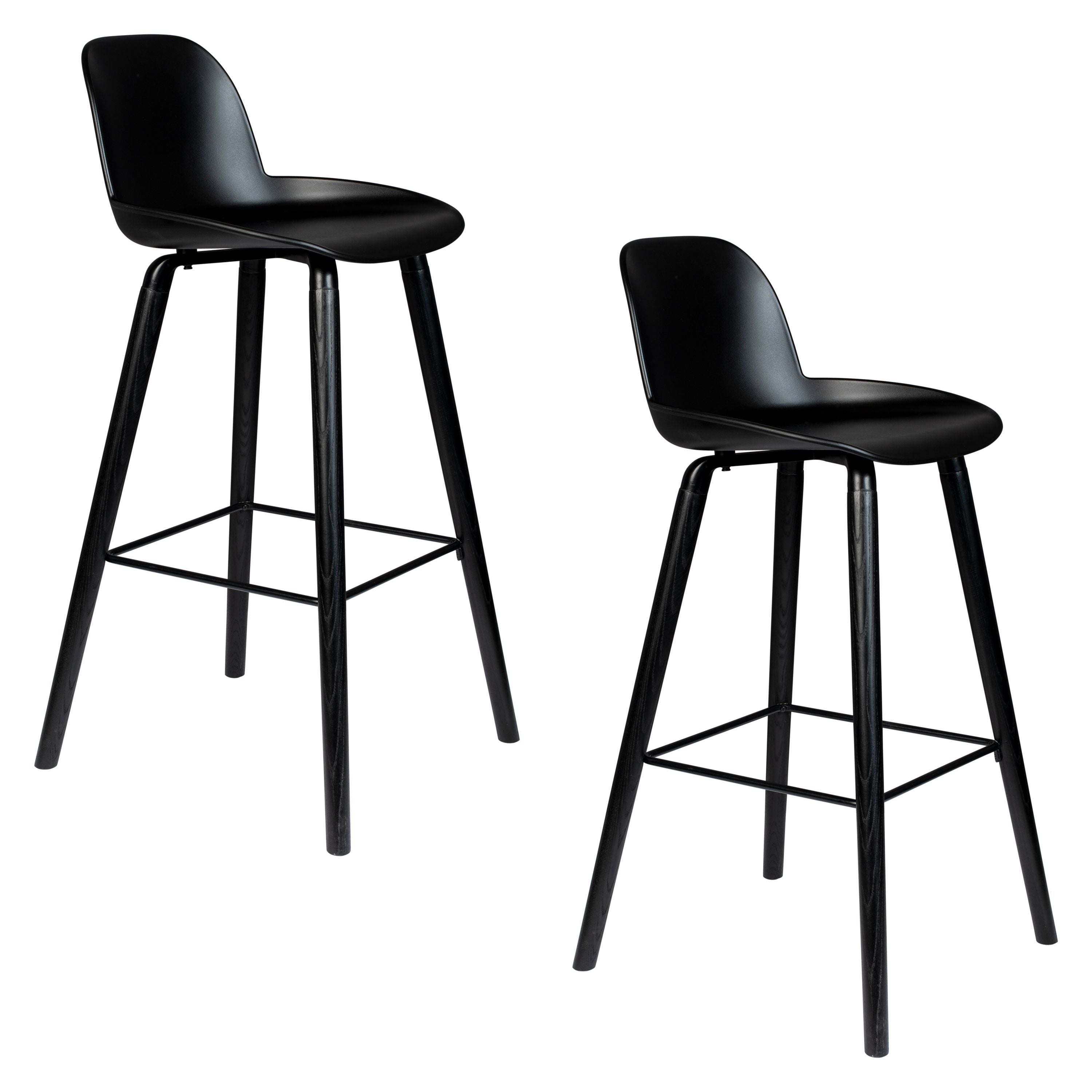 Zuiver Albert Kuip Barkrukken rugleuning 75 cm Zwart - Set van 2