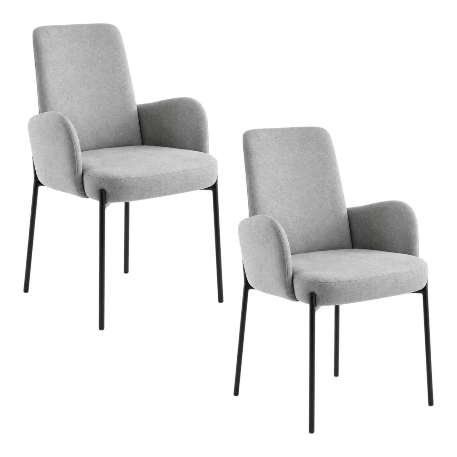 Fauteuil de table gris clair pieds noirs (x2) AUREN