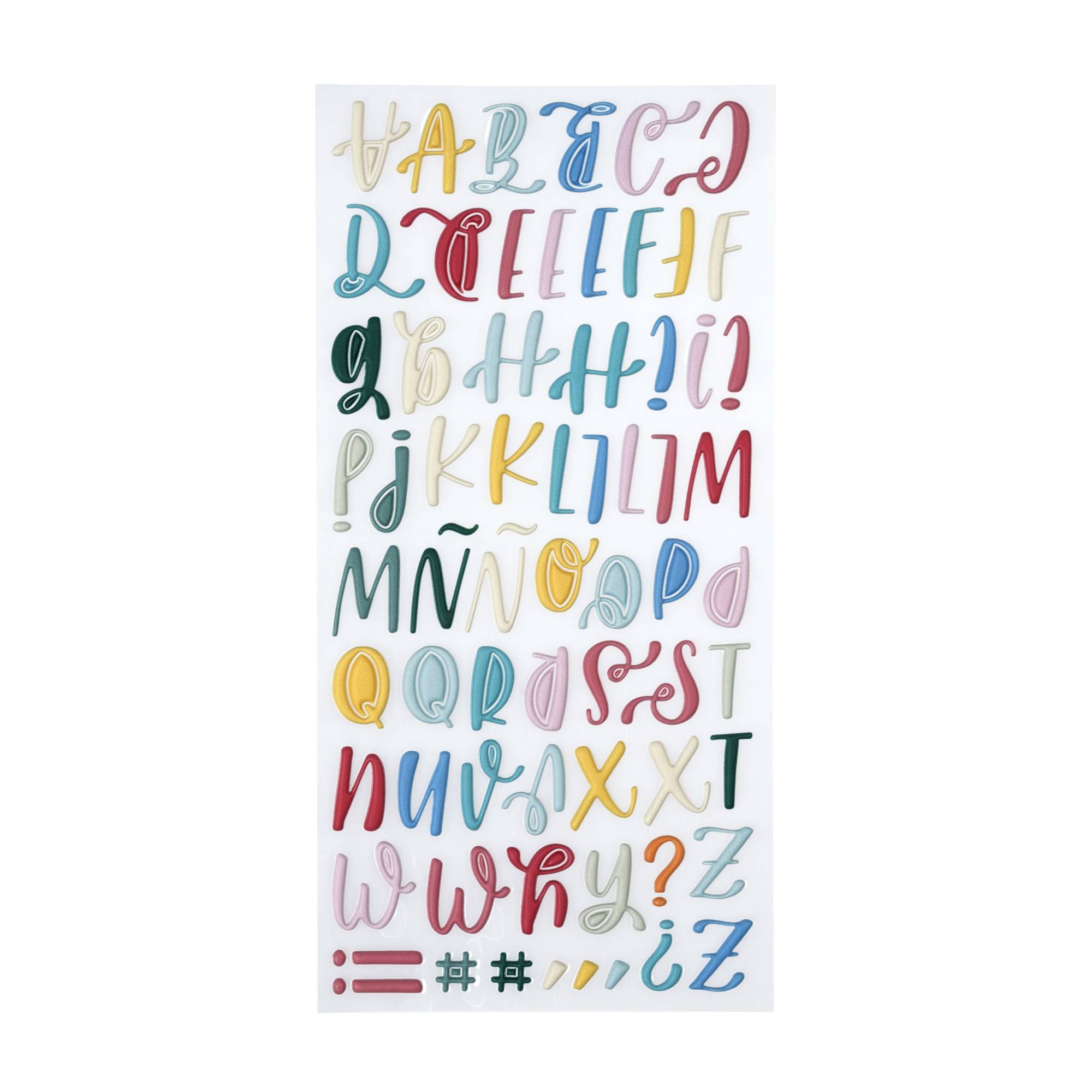 Matt Pastel Uppercase Puffy Script Alphabet Stickers