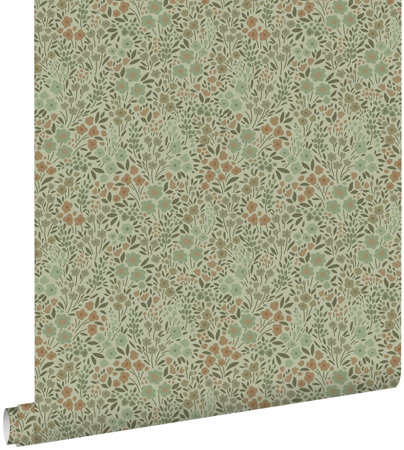 ESTAhome behang bloemetjes vergrijsd groen - 53 cm x 10.05 m - 139699