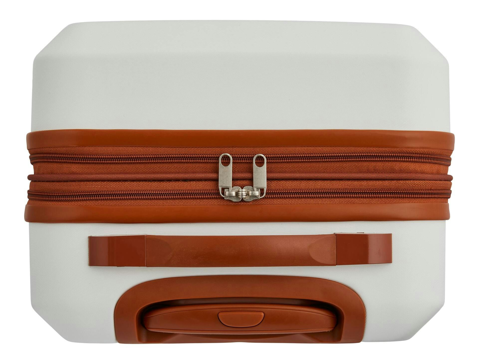 Outbound Hardside Spinner Wheel Carry-On Travel Luggage Suitcase, White/Tan, 20-in