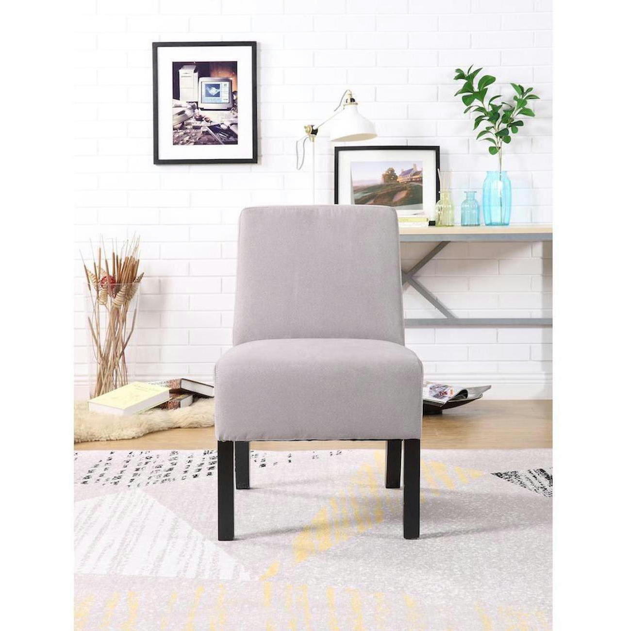FADA - Fauteuil assise tissu gris pieds bois