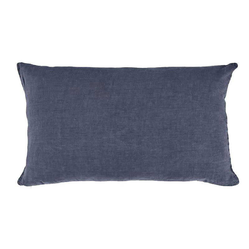 BASES DE LA LITERIE - Taie d'oreiller en lin pur lavé Bleu Pierre 45x95