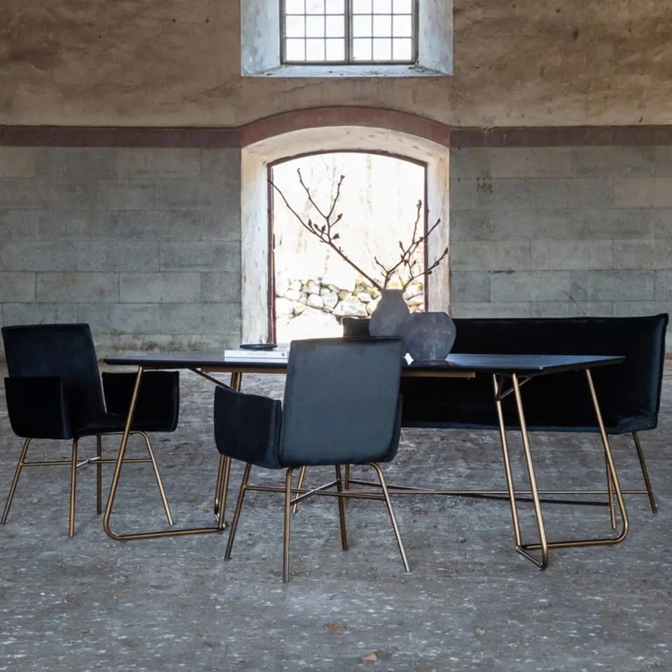 Eettafel Zwart Hout - 190x90x75cm - Petra Distressed