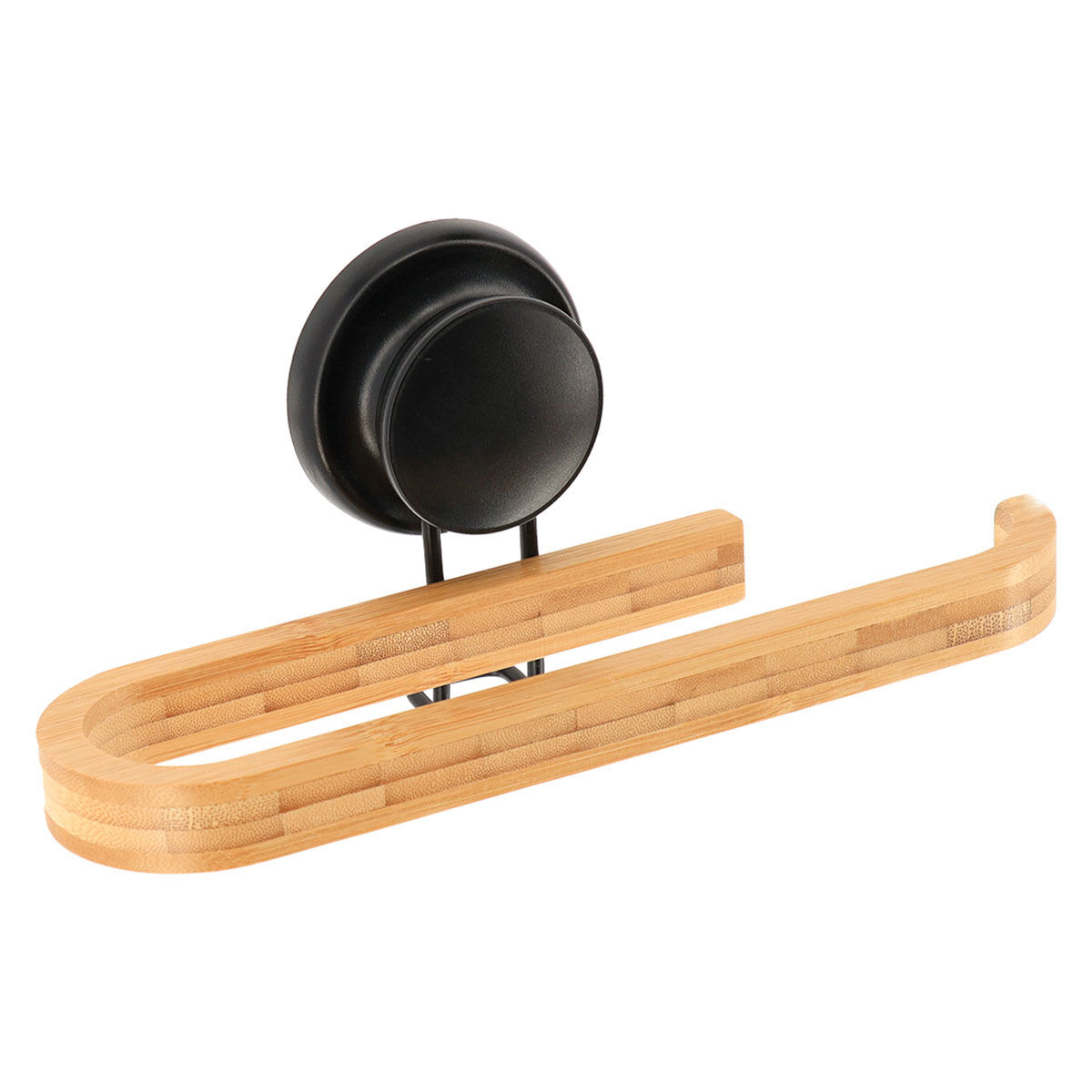 Toalheiro com ventosa preto em bambu