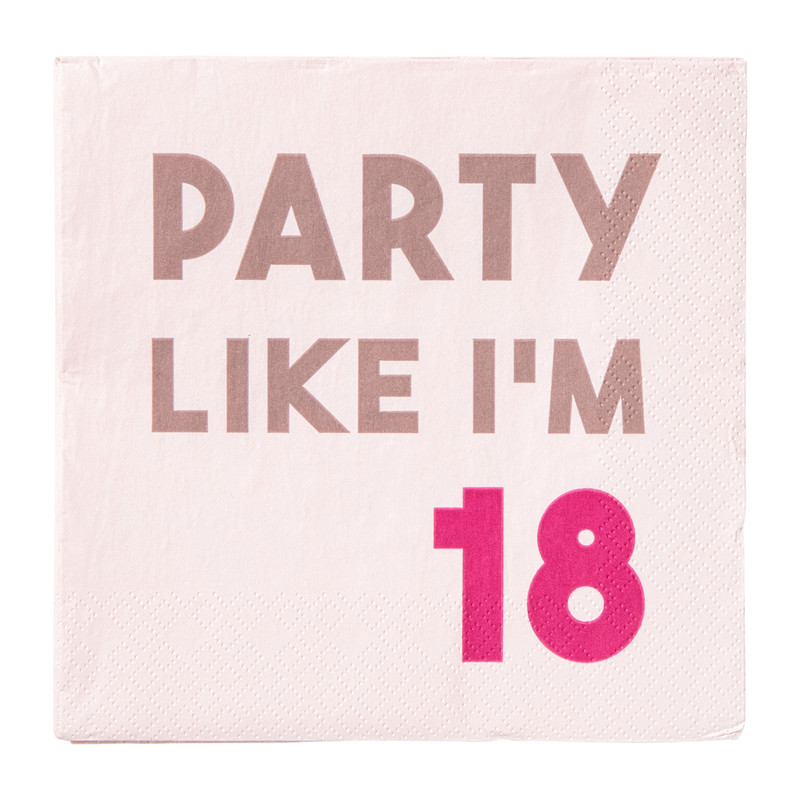 Servetten 18 jaar - roze - set van 20