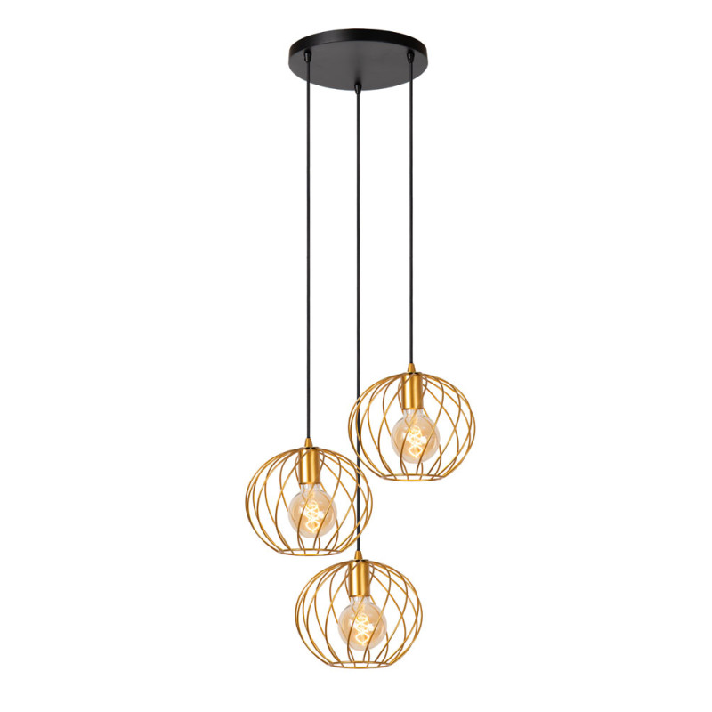 Suspension Danza noire et or Ø 50 cm E27 3 x 40 W LUCIDE