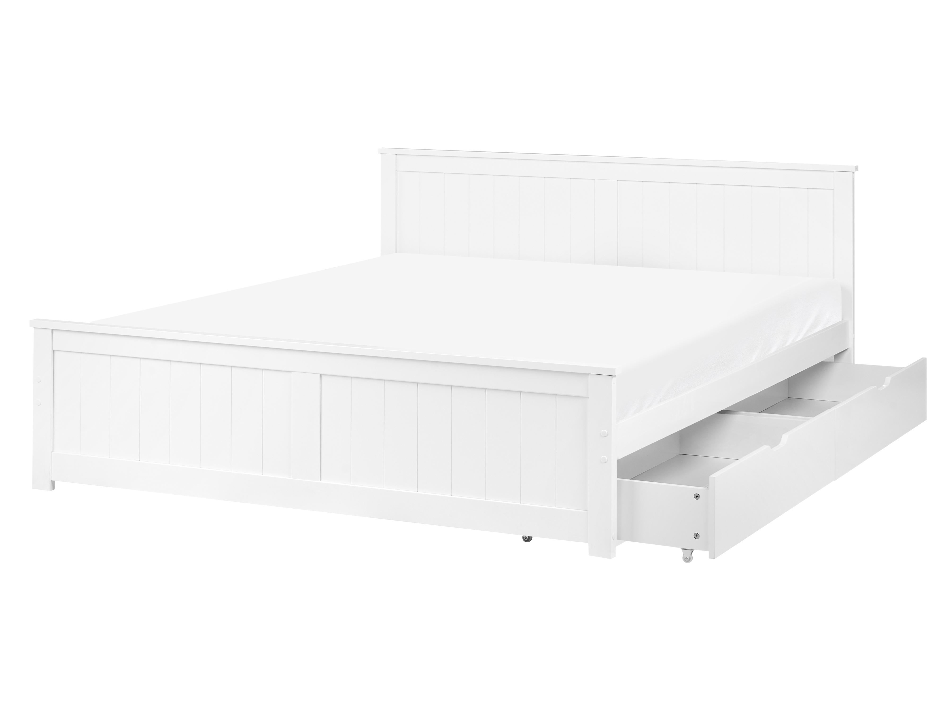 Bed with 2 Drawers Pine Wood SABRAN 160 x 200 cm (EU King Size) White
