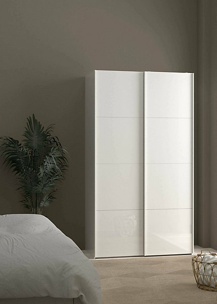 Garde-robe 2 portes Severin, Meubles de chambre, Penderie de plain-pied, Placard à vêtements, 122x62 h220 cm, Blanc