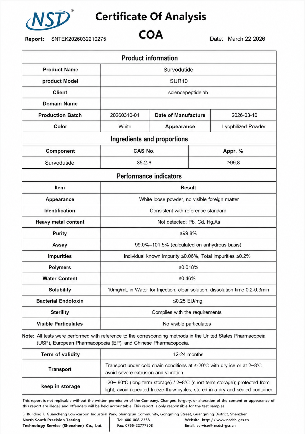 SUR10 (Survodutide) 10mg×10vials