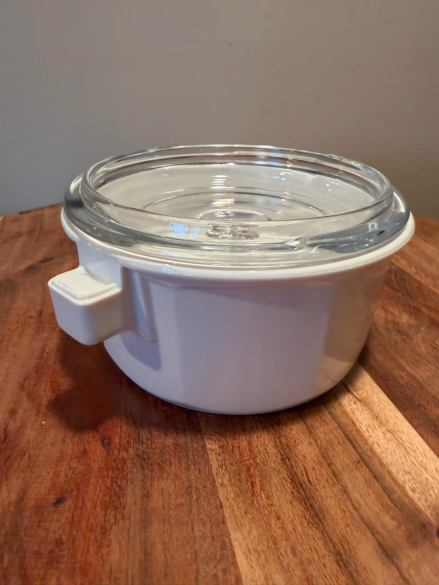 Princess House Nouveau 1 Quart Casserole Dish Saucepan with Glass Lid White Ceramic France