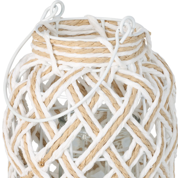 Lampion Boho z Szkłem na Świece - Naturalny Styl