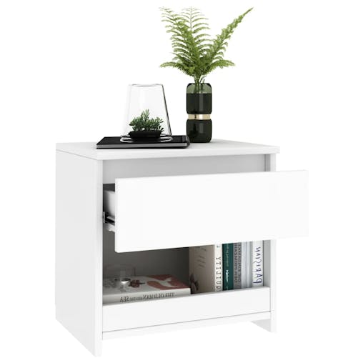NNEVL Bedside Cabinet White 40x30x39 cm Chipboard
