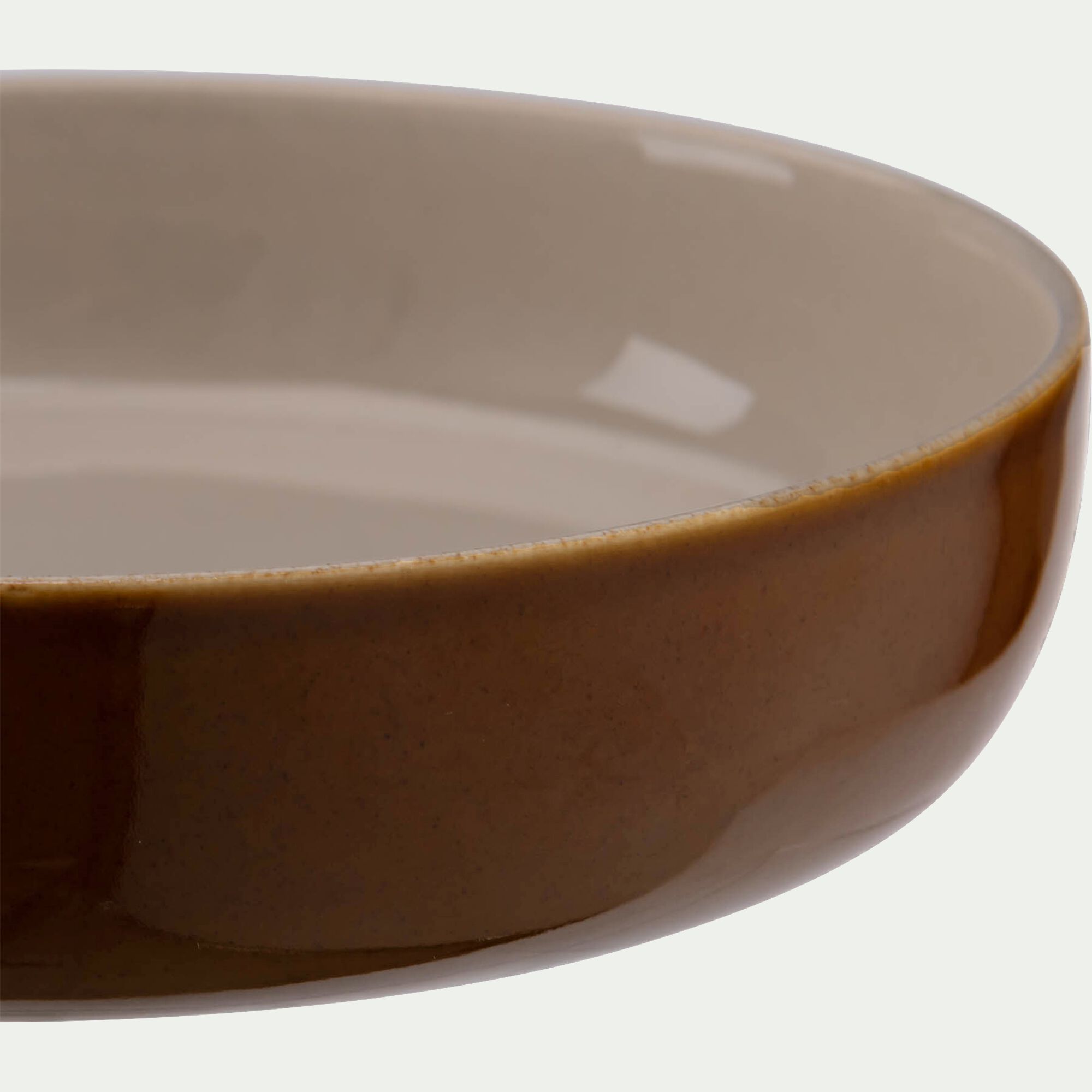 TERRIA - Assiette creuse en grès D20,6cm - brun laquier