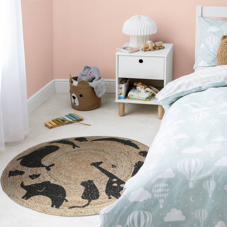 Habitat Kids Animal Round Natural Jute Flatweave Rug - 100cm