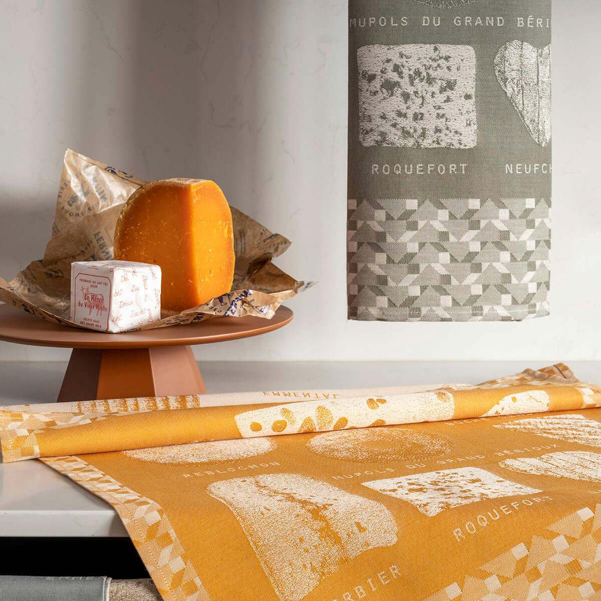 FROMAGES - Torchon en coton roquefort 60 x 80