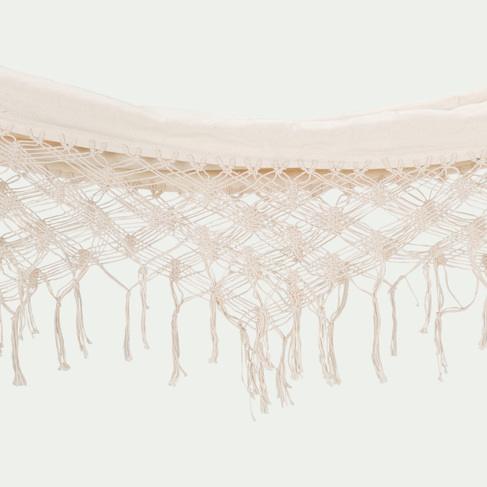 ZUTA - Hamac en coton avec finition en macramé - blanc ventoux