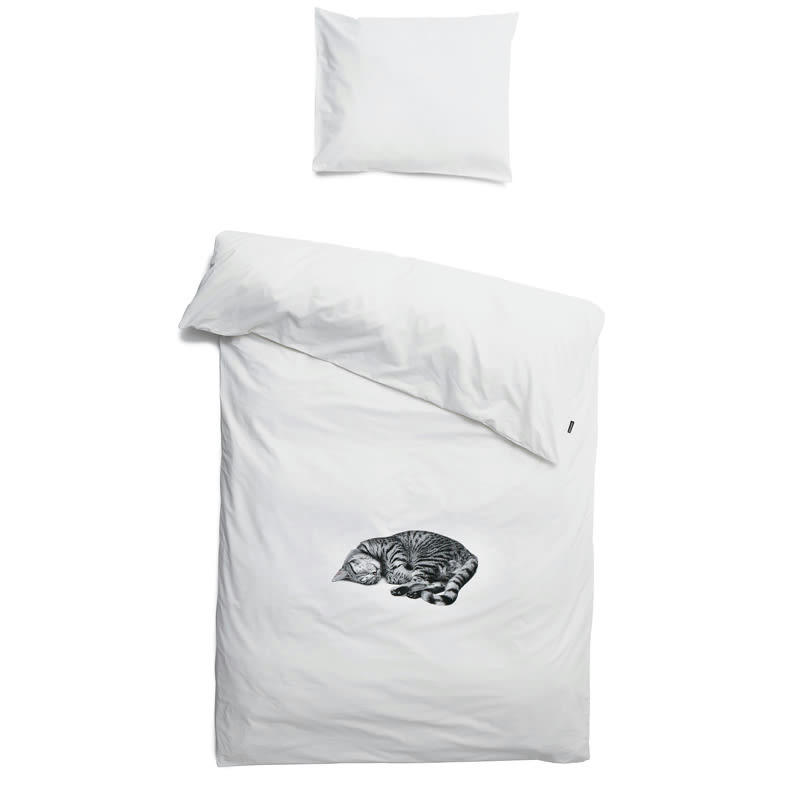 - Parure de lit chat coton blanc