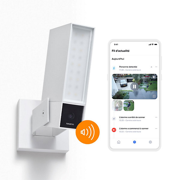 Caméra de surveillance extérieure connectée avec sirène Netatmo 2K 4MP blanc