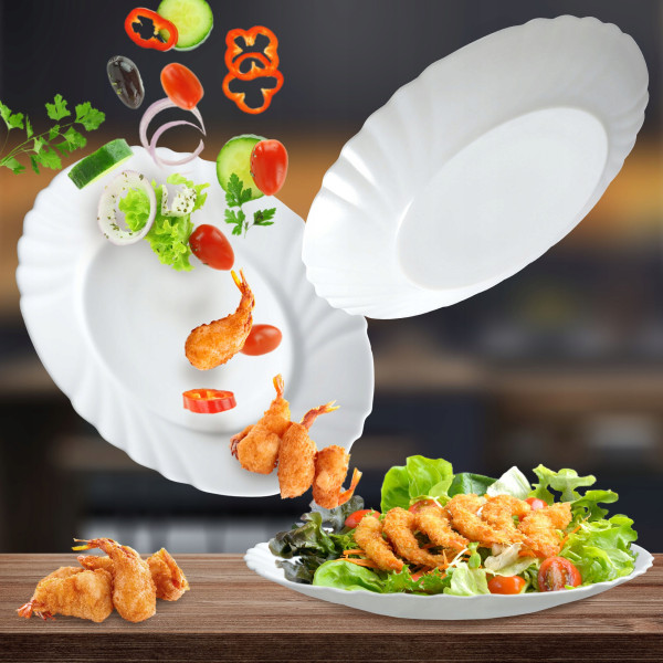 Talerz Obiadowy Płytki Okrągły Biały 25cm 1szt