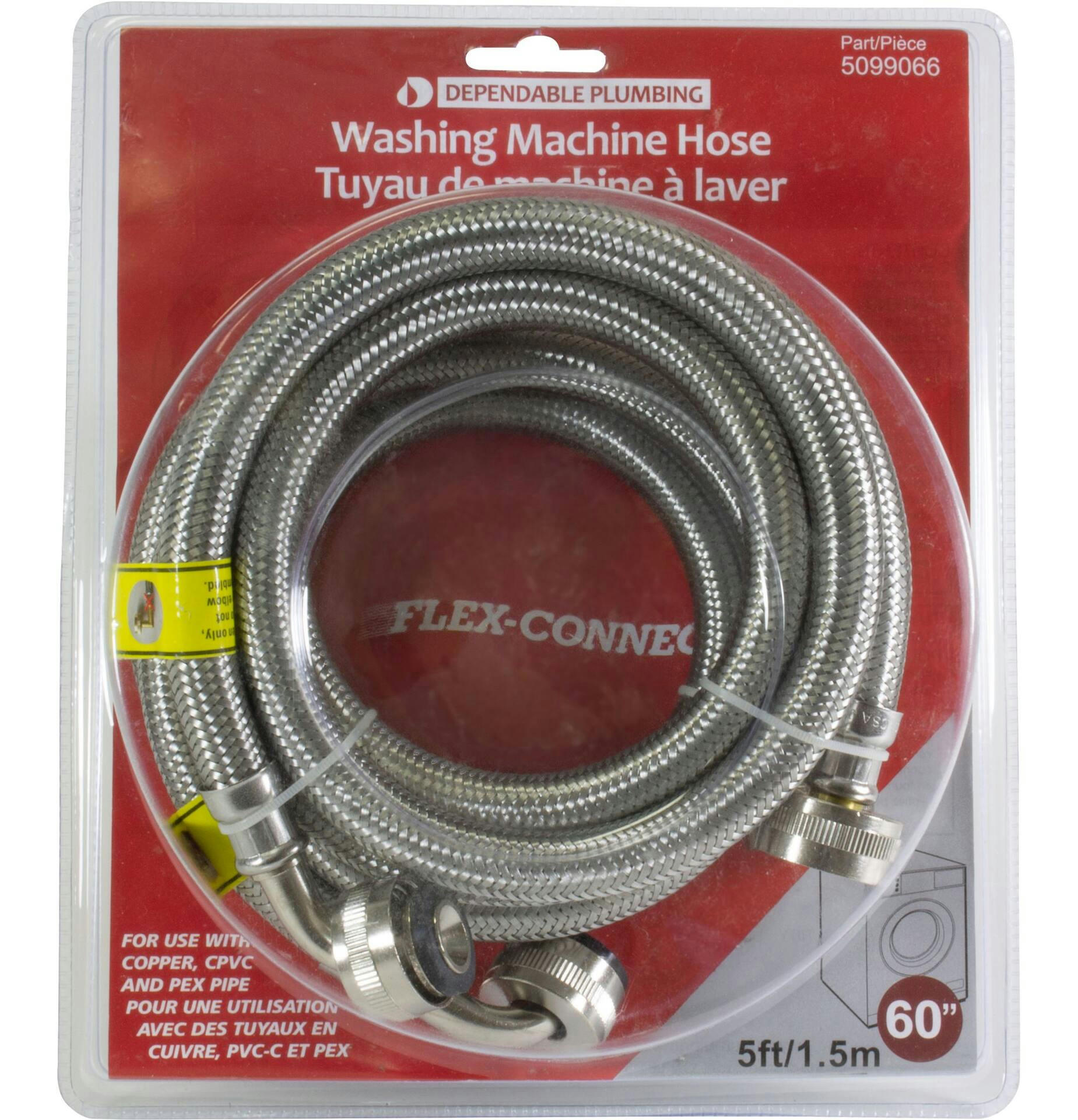 Waterline Braided Universal Washing Machine Supply Kit with Elbow Inlets, 60-in