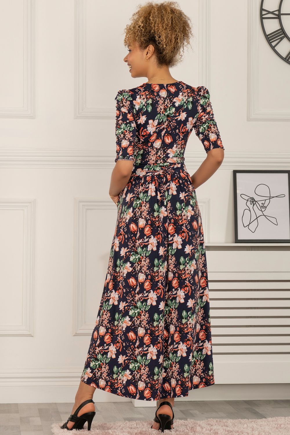 Jolie Moi Maanasi Ruched Sleeve Jersey Maxi Dress