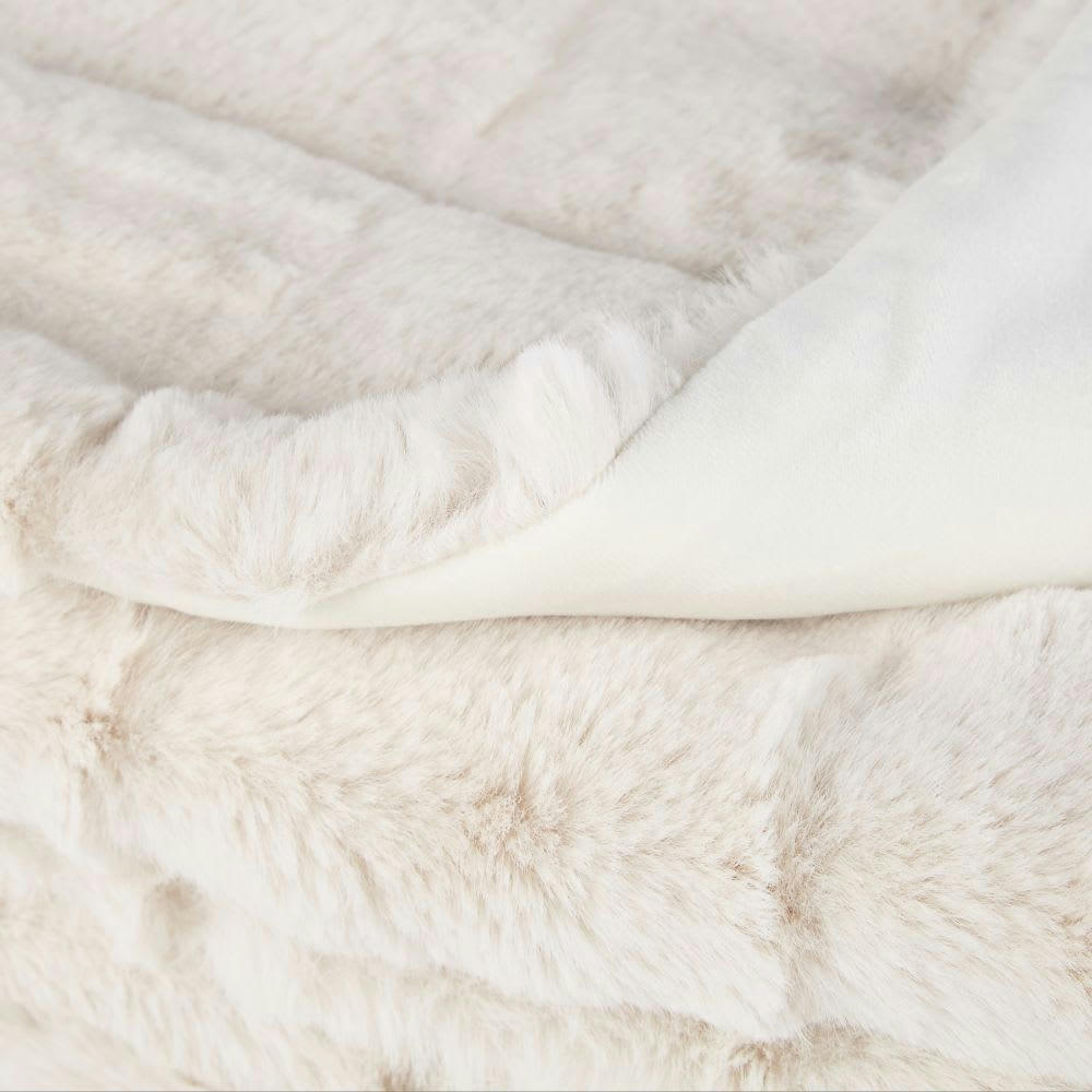 MANX - Plaid imitation fourrure écrue 150x180