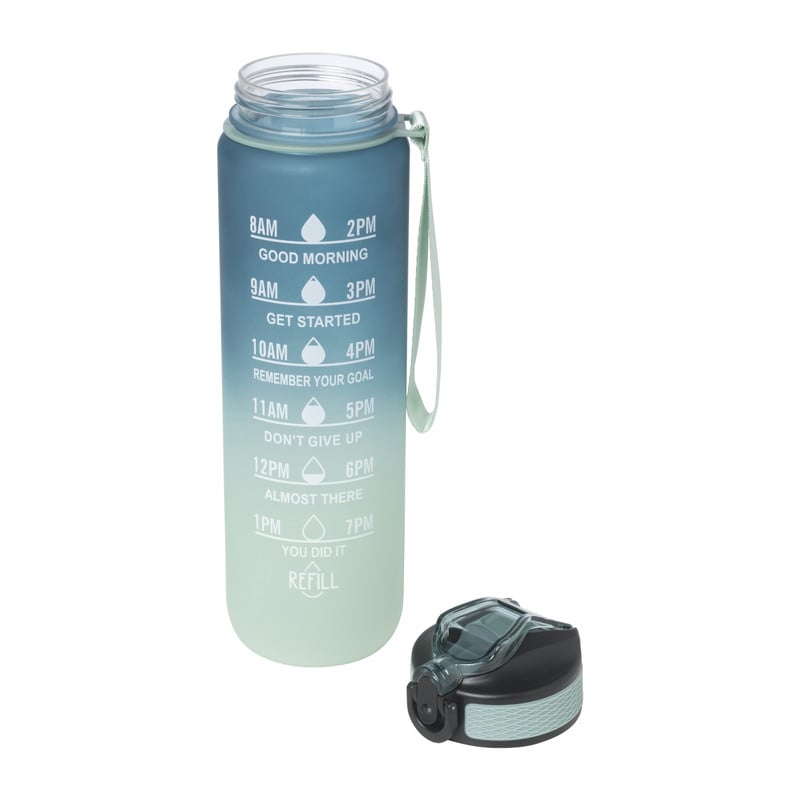 Motivatie waterfles - groen/blauw - 1 liter