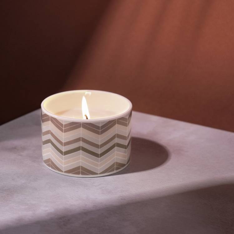 Fired Earth Singlewick Candle - Darjeeling & Damask Rose