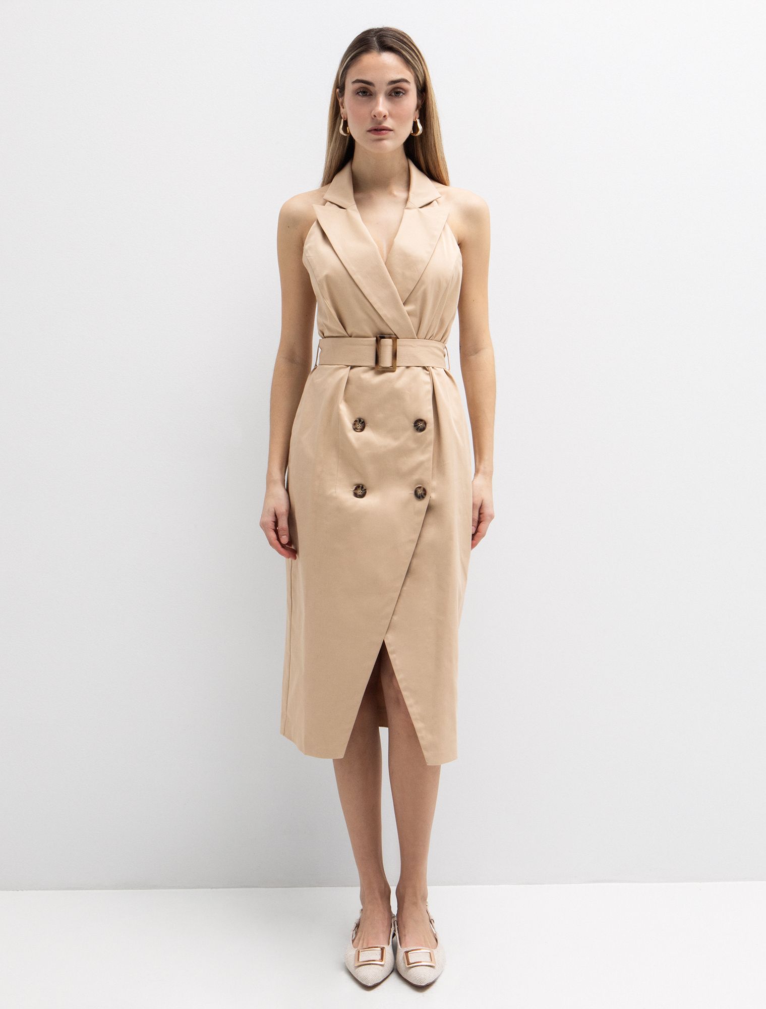 Midi φόρεμα με ζώνη