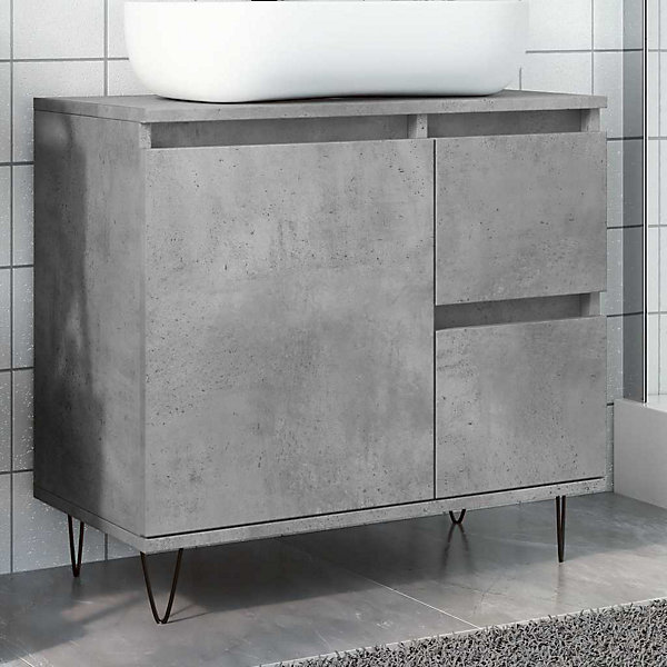 Armoire de lavabo de salle de bain gris béton 65x33x60 cm vidaXL