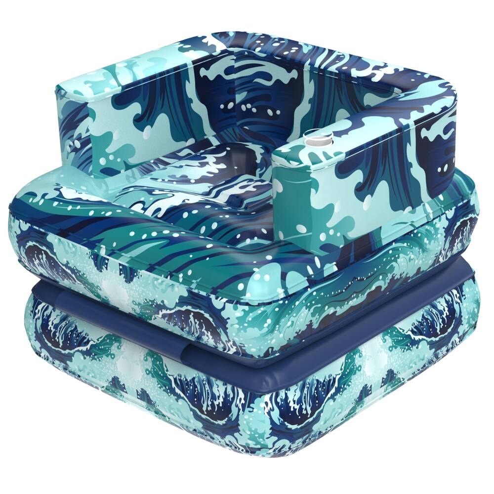 Hurley Inflatable Pool Lounger, Blue, 35-in
