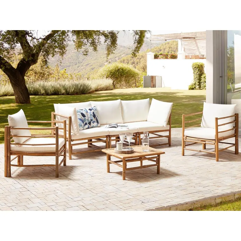 CERRETO - Loungeset 5-zits - Wit - Bamboe
