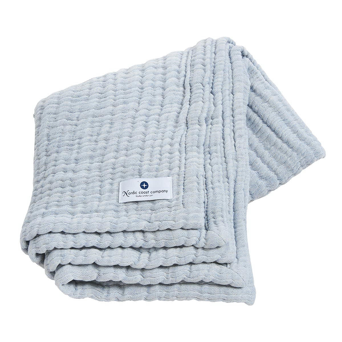 - Couverture mousseline bebe coton bleu 80x80 cm