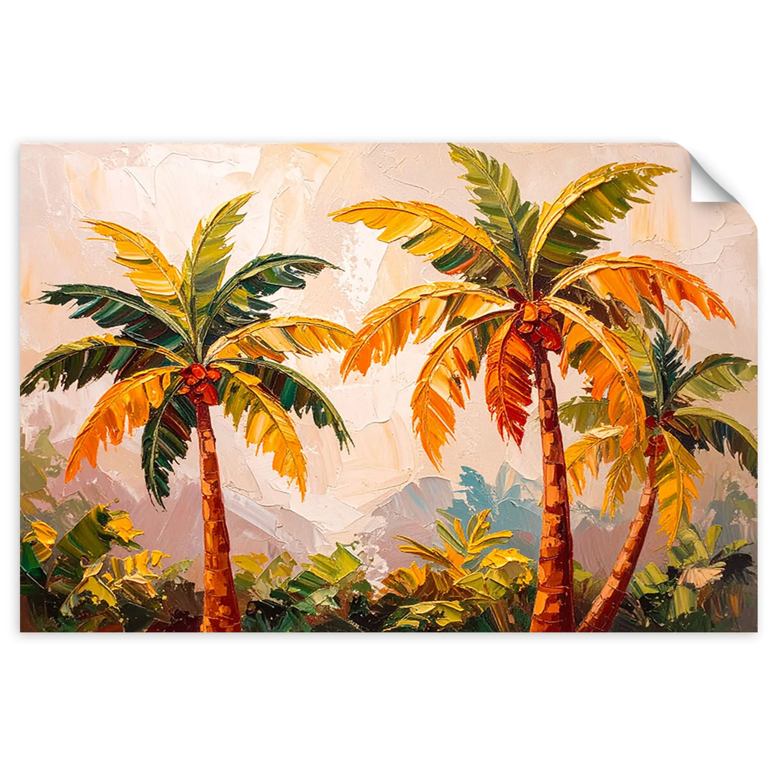 Plakat samoprzylepny do salonu Feeby Drzewa Palmy Dżungla Natura 30x20