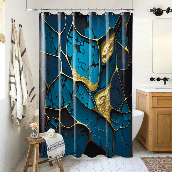 Duschvorhang »Marmor Cobalt«, 180 x 200 cm , Blau