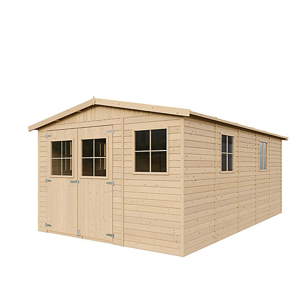 Abri de Jardin en Bois - H226x324x516 cm/15 m² M337 - Timbela