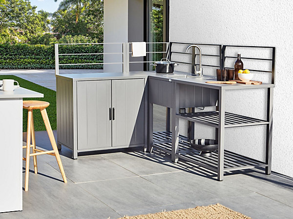 Cuisine d'extérieur 4 pièces avec évier VIGGIANO Métal Gris