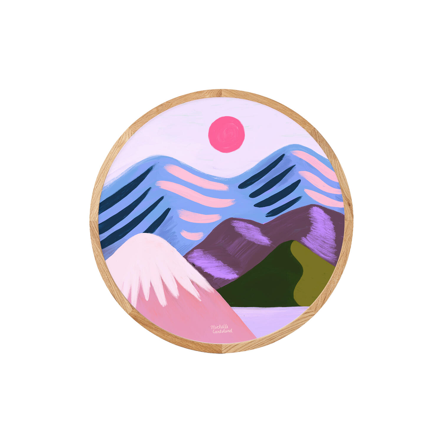 Pink sol lilla hav