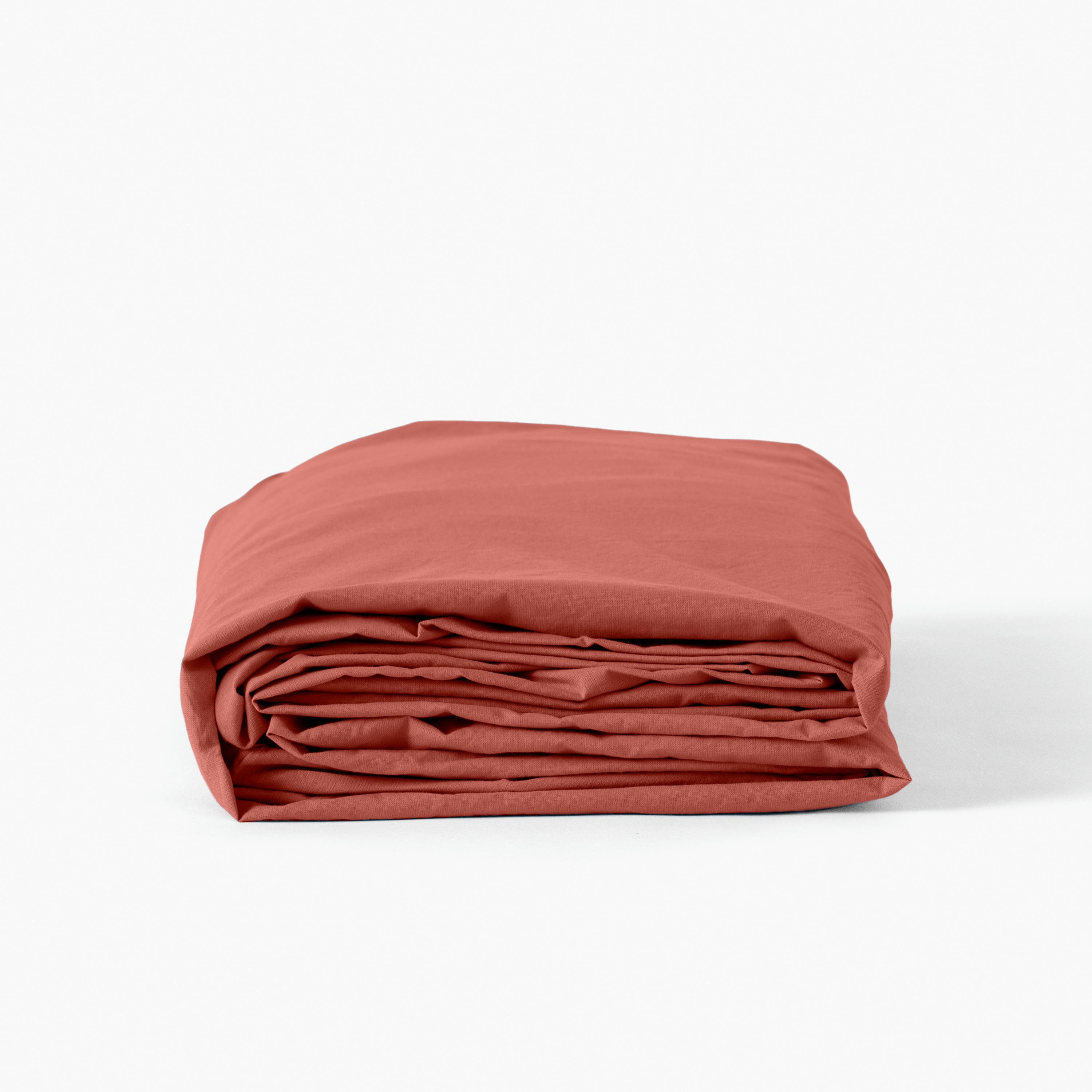 SONGE - Drap housse coton lavé uni rouge 180 x 200 cm