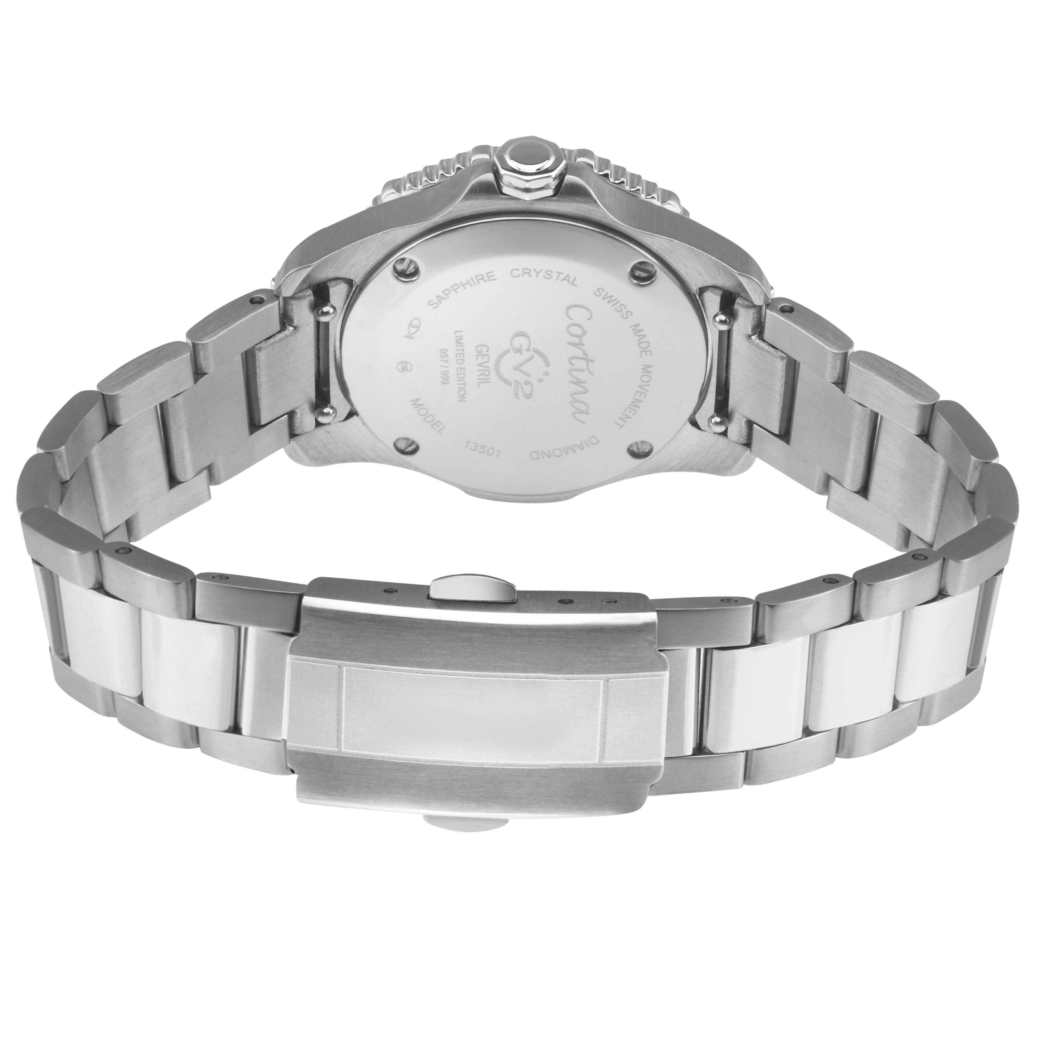GV2 Cortina, Swiss Quartz Watch, Blue MOP Dial, 316L Stainless Steel, and Sapphire Crystal