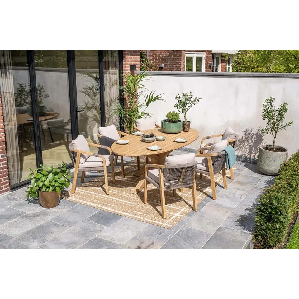 Santos dining fauteuil - acaciahout met white wash - taupe - sand