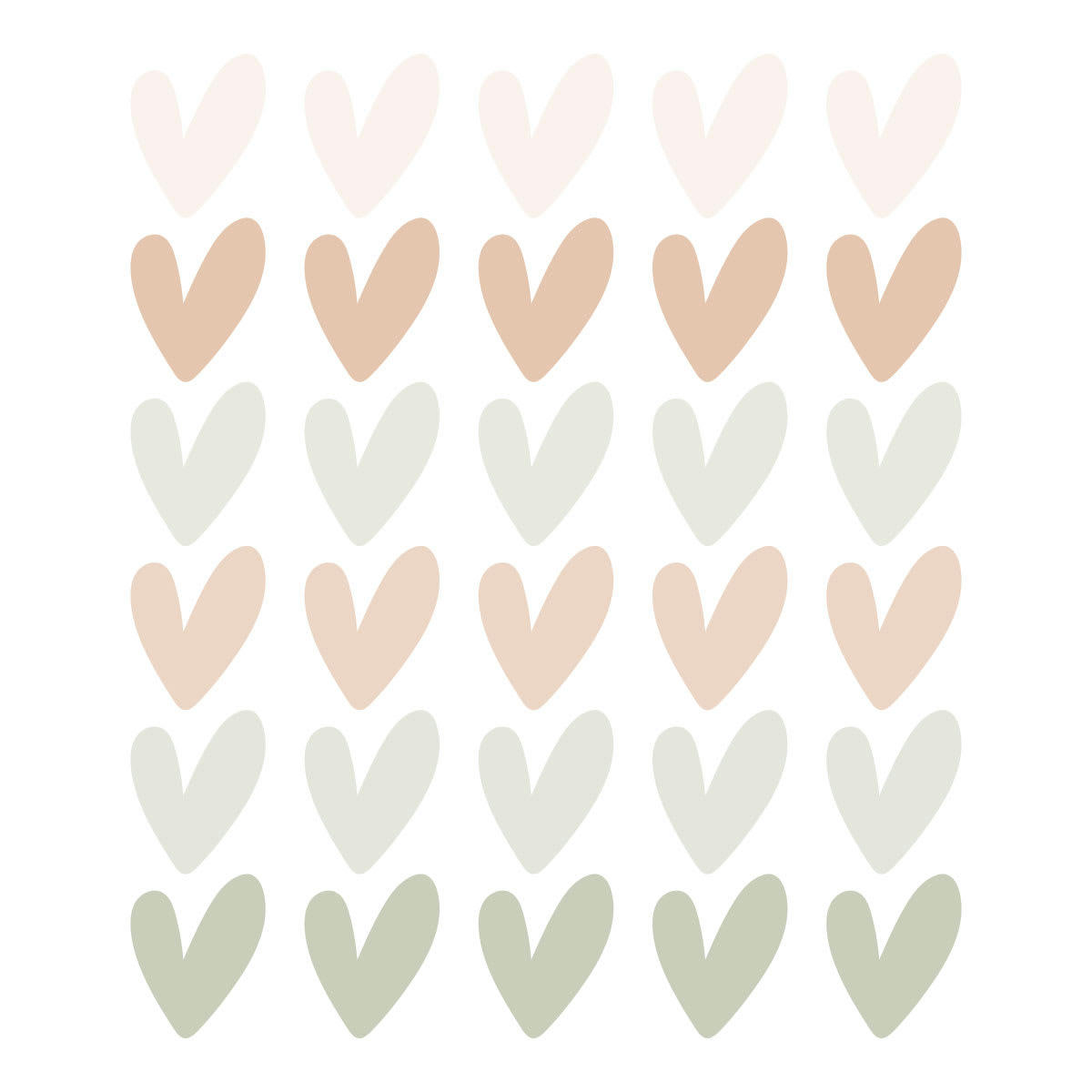 RAINBOWS3 - Stickers mureaux en vinyle petits coeurs vert et beige