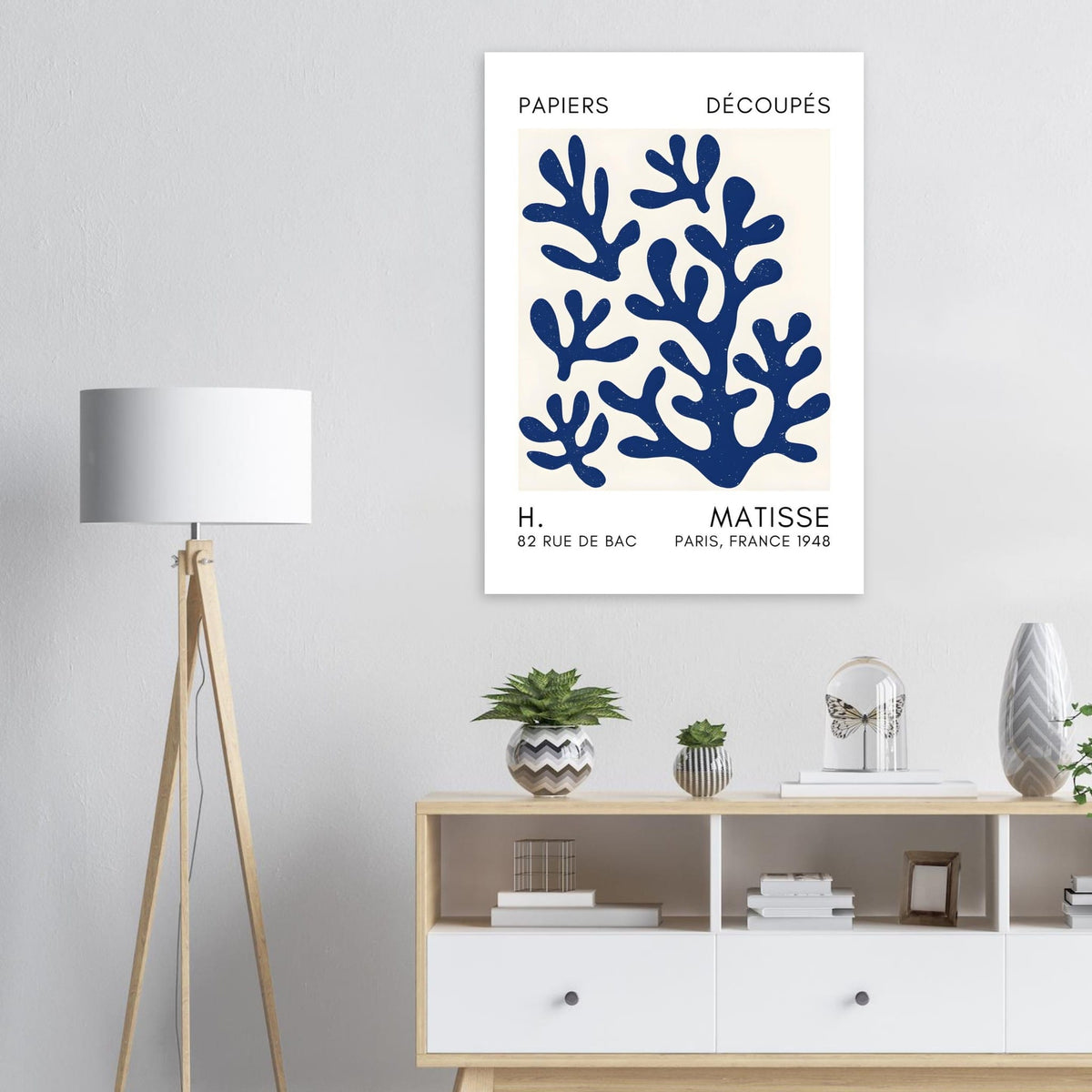 Artfulprints Poster Matisse – Coral shadows navy blue II  - 70x100 cm - Blauw
