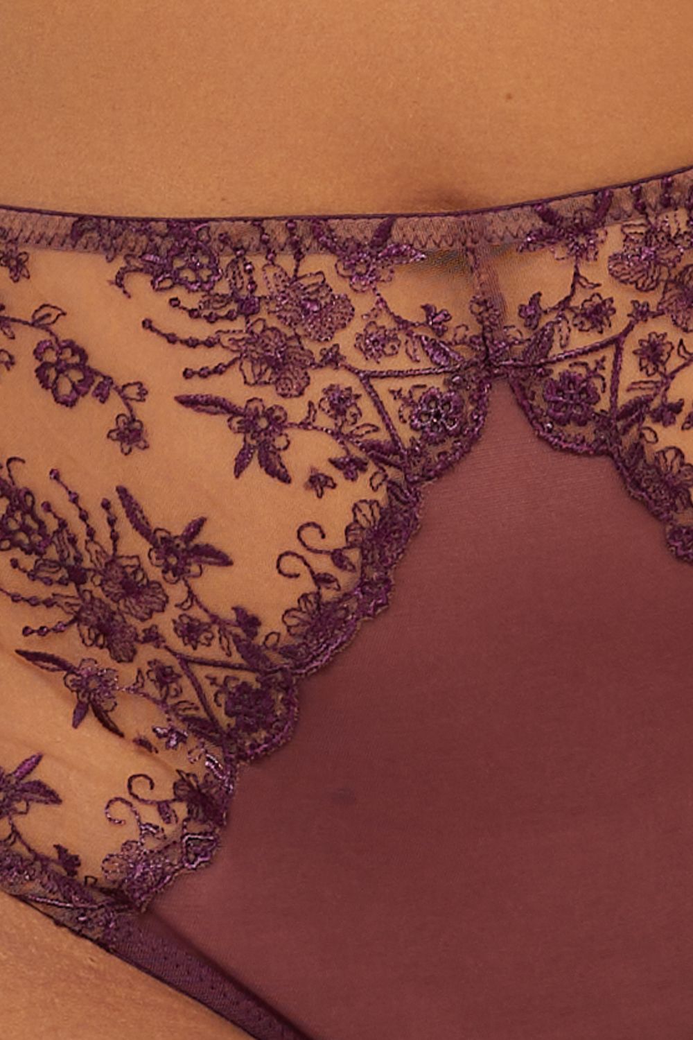 Playful Promises Cassia Wine Custom Embroidery High Waisted Thong