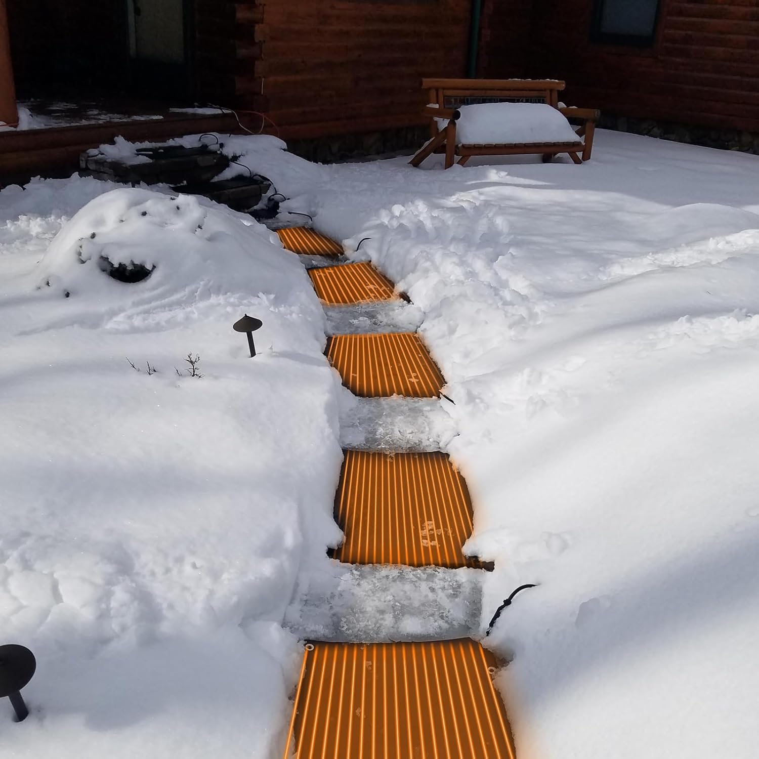 MEASUREMAN Snow Melting Mats 20 x 60 Inch 3PCS  Rubber Heated Mat for Walkways  Sidewalks with Anti-Slip Surface  GFCI Leakage Protection Plug