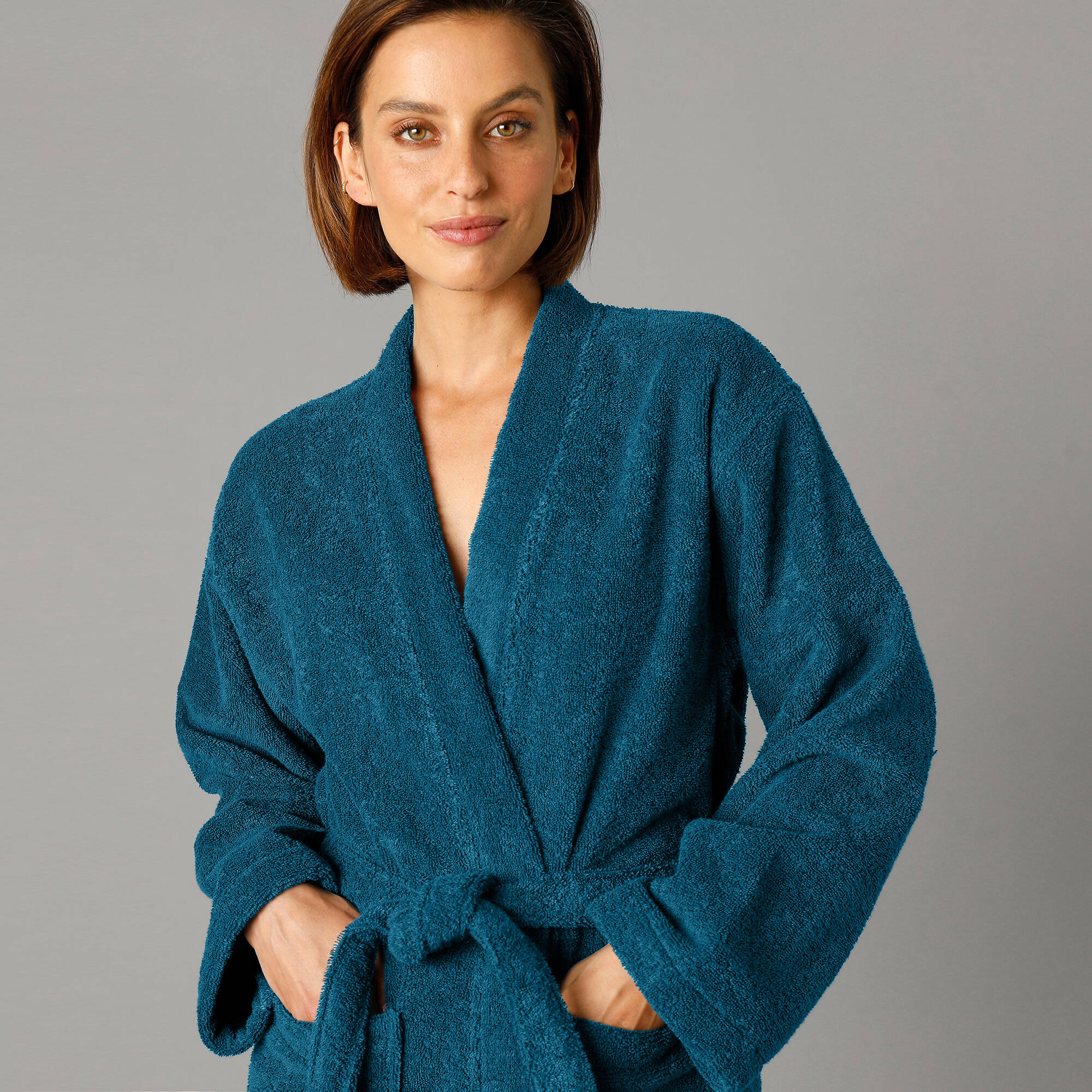 Peignoir mixte adulte col kimono éponge bouclette